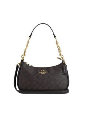COACH Teri Shoulder Bag CA548 in Signature Canvas Brown Fast Shipping
